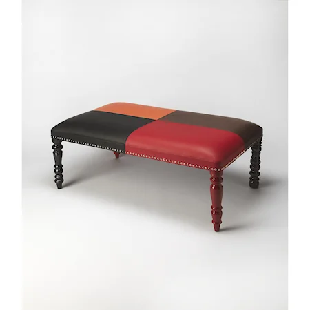 Boho Modern Leather Cocktail Ottoman